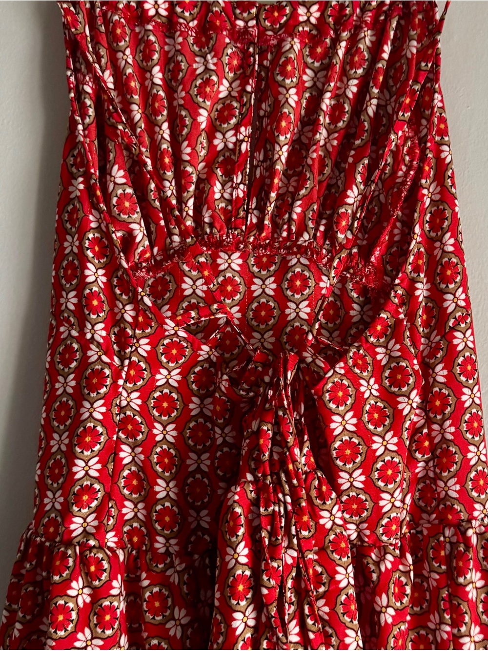 Molly Bracken Red Printed Spaghetti-Strap High-Low Boho Festival Dress Sz Small - Picture 8 of 10